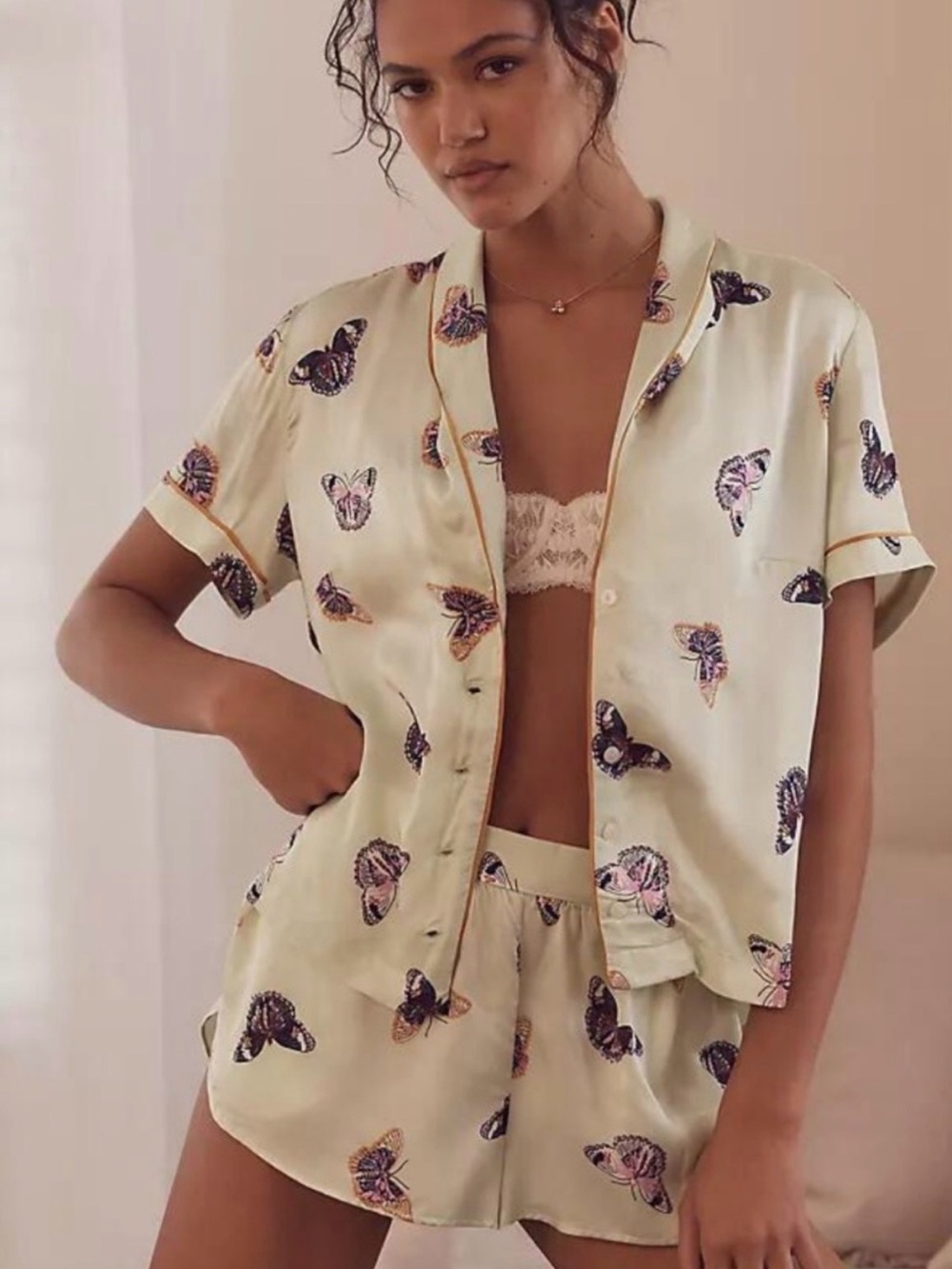 NWT Anthropologie Silky Butterfly PJ Top, XL